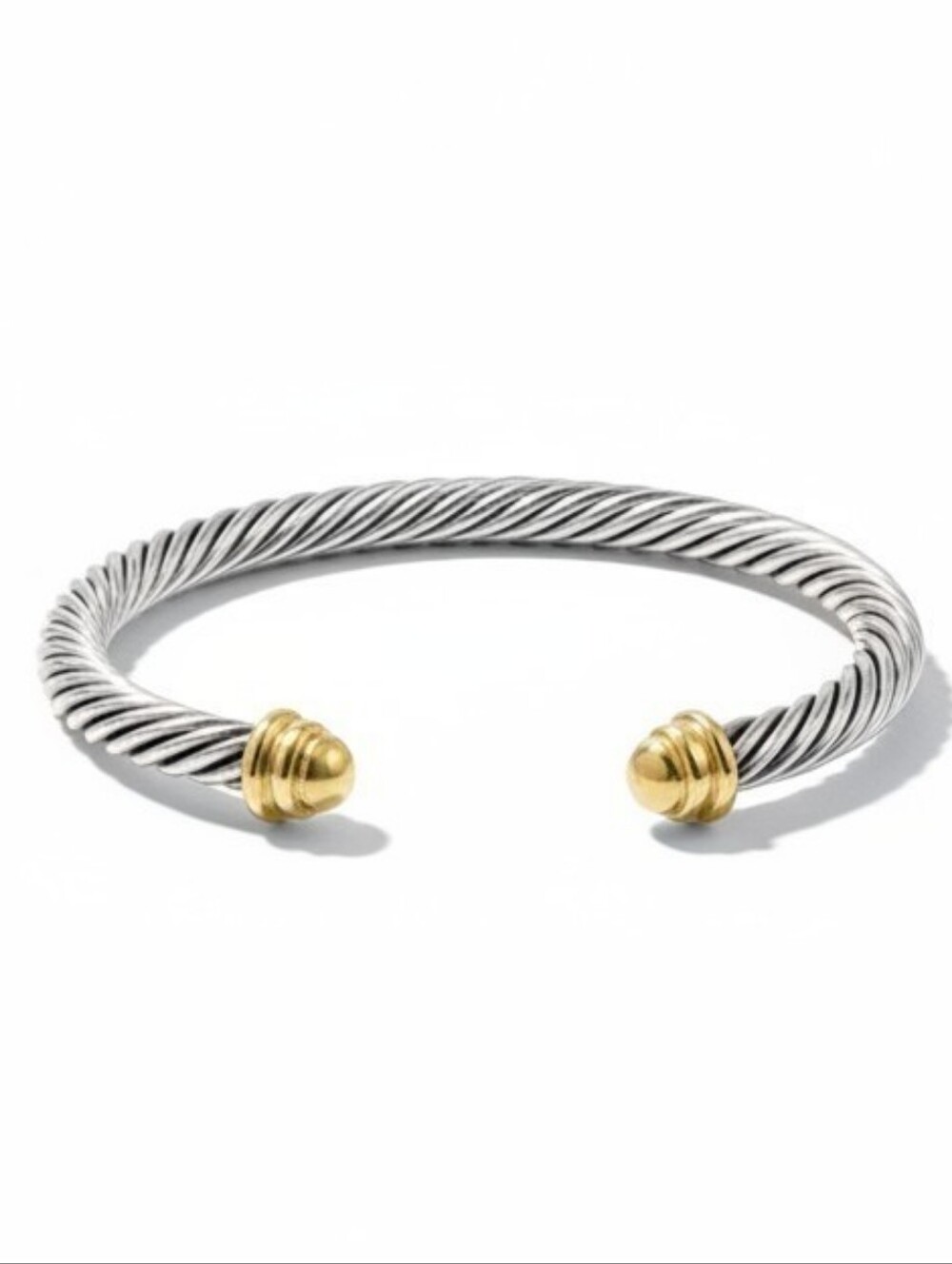 David Yurman 5mm Silver 14k Gold Cable Cuff Bracelet